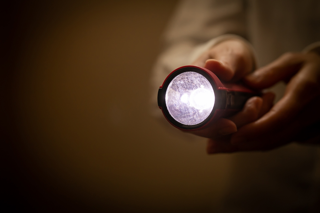 Flashlight, blackout, disaster prevention goods, darkness. backup generator