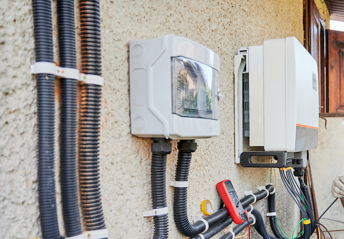 Process of installing solar panels for generator service installation.