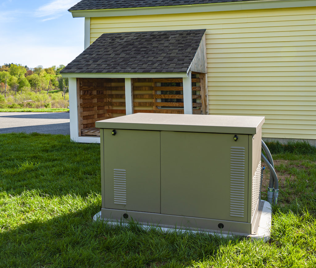 Residential standby generator outside of home